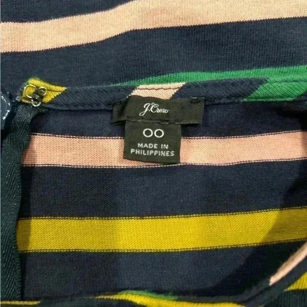 J crew striped colorful fitted midi dress in size 00
